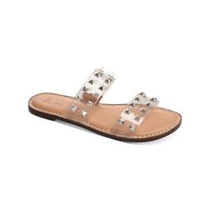 WILD PAIR Womens Clear Double Band Ginniev Round Toe Slip On Slide Sandals 9 M